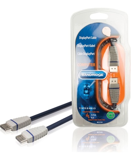 Bandridge BCL2103 3m DisplayPort DisplayPort Zwart, Grijs video kabel adapter