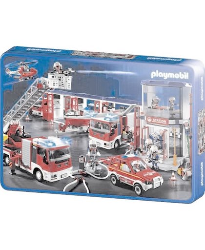 Schmidt Puzzel: Playmobil  Brandweer(Tin Box) - Legpuzzel