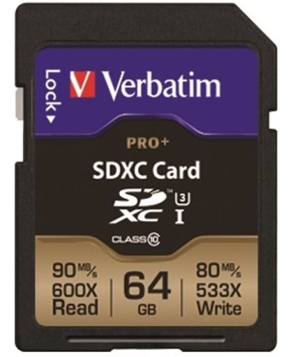 Verbatim Pro+ flashgeheugen 64 GB SDXC Klasse 10