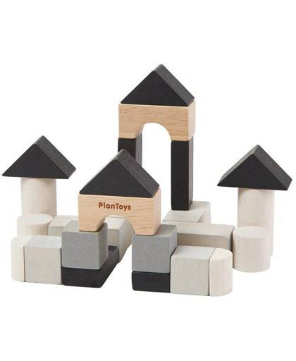 Plan Toys Construction set van blokjes grijs/wit/zwart Mini Plan Toys Construction set