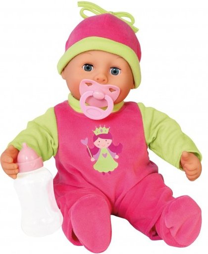 Bayer babypop met accessoires First Words 38 cm roze/groen 3 delig