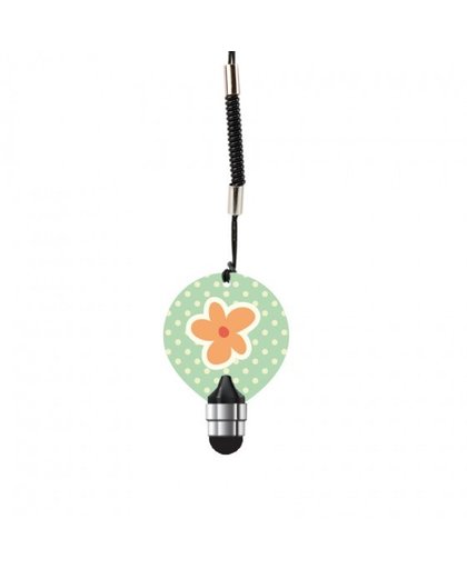 Dresz stylus touchscreen Flower 4 cm groen/roze