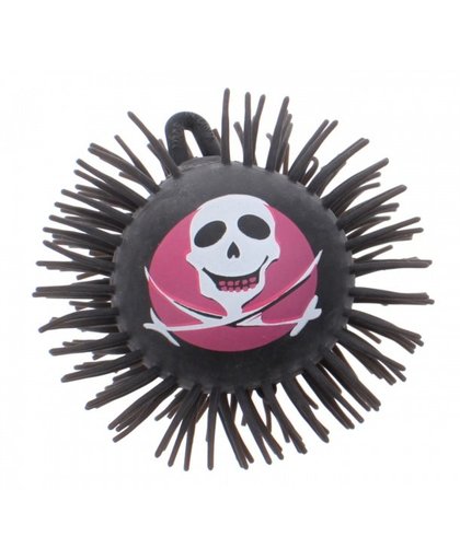 Toi Toys pufferbal met lichteffect doodskop zwart/roze 70 mm