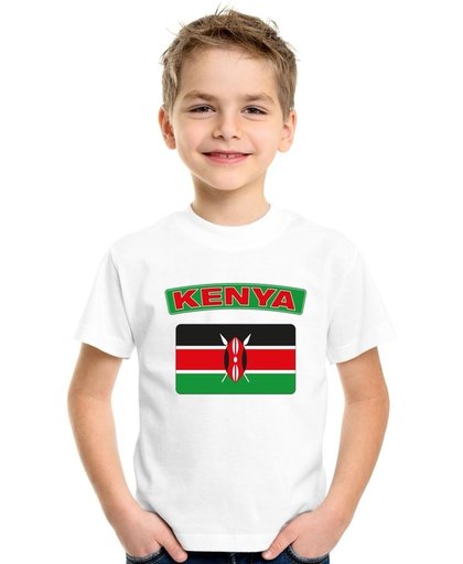 Kenia t-shirt met Keniaanse vlag wit kinderen XS (110-116)