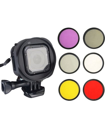 6 in 1 58mm ND2 Lens Filter + UV Lens Filter + rood Filter + FLD Filter + geel Filter + CPL Filter + Filter Adapter Ring Kitt voor GoPro HERO4 Session