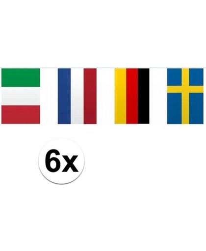 6x Vlaggenlijn / slinger Europa 10 meter - Europese landen