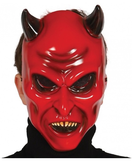 Halloween Duivel masker met hoorns voor volwassenen