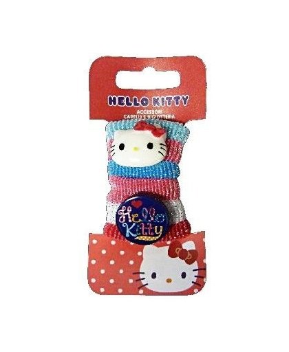Hello Kitty haarelastiekjes 6 delig roze/blauw