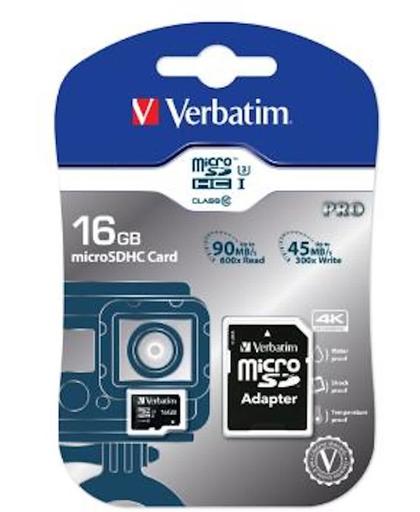 Verbatim Pro 16GB MicroSDHC UHS Klasse 10 flashgeheugen