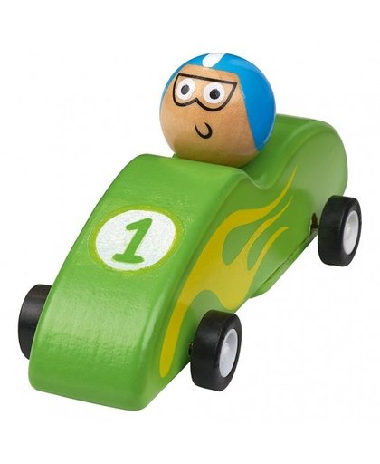 Moses houten racewagen 11,5 cm groen