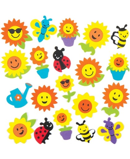 Foamstickers van zonnebloemen die kinderen kunnen gebruiken om knutselwerkjes en lente-/zomerkaarten te versieren en te personaliseren. Scrapbooking-accessoires voor kinderen (verpakking van 120)