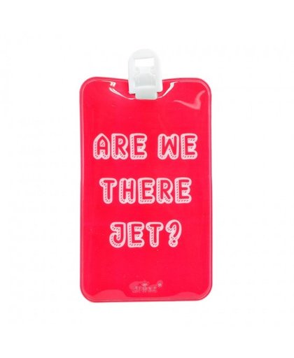 Dresz kofferlabel Are we there? PU leer 11 x 7 cm rood