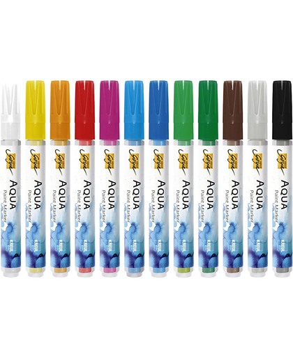 Aqua Paint Marker Set, kleuren assorti 11 stuks + 1 Blender + 1 Blok aquarelpapier