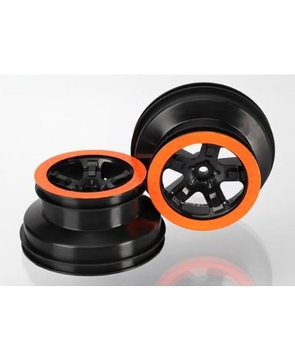 Wheels, SCT black, orange beadlock style, dual profile (2.2"