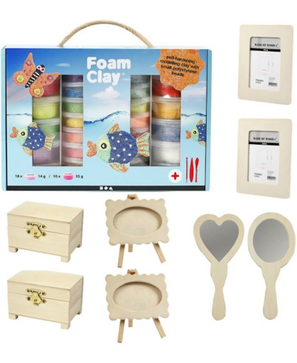Foam Clay - Klei - Knutselpakket groot met fotolijstjes, juwelen/schatkistjes en hand spiegels