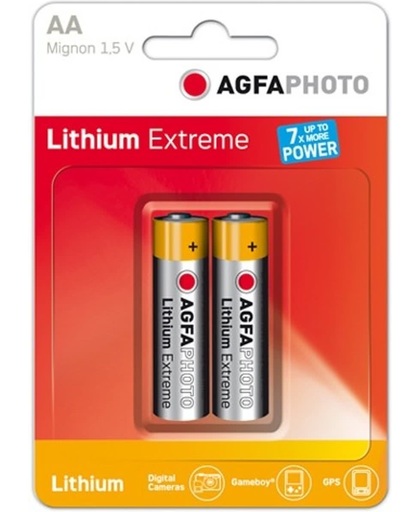 AgfaPhoto 2x Lithium Mignon AA Lithium 1.5V niet-oplaadbare batterij