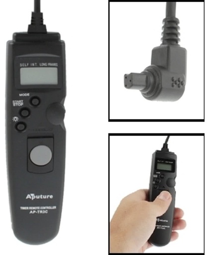 aputure ap-tr3c lcd timer remote cord voor canon eos 7d, 50d, 40d, 30d, 5d, 20d, 10d, 5d mark ii, 5d mark Ⅲ, 1dmark iv, 1ds mark iii, 1d mark iii, 1d mark ii n, 1ds mark ii, 1d mark ii, 1ds, 1d, 1v, eos 3, d2000