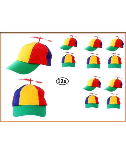 12x Baseball cap propeller multie kleuren