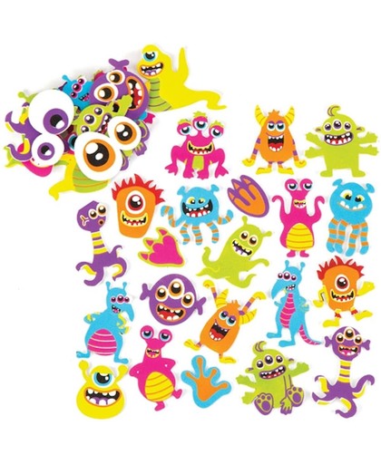 Foamstickers buitenaardse monsters voor kinderen. Leuke knutsel- en decoratiesets voor jongens en meisjes (120 stuks per verpakking)