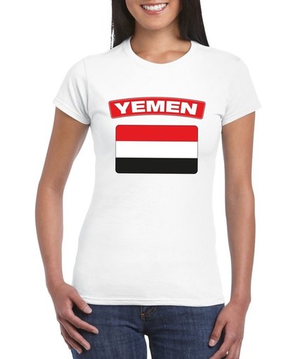Jemen t-shirt met Jemenitische vlag wit dames S