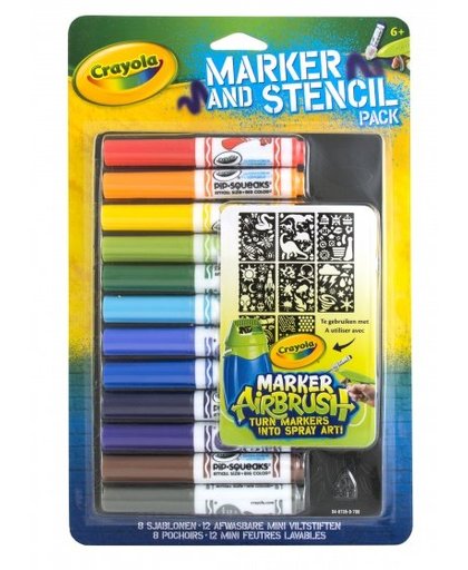 Crayola Viltstiften met sjablonenset jongens blauw