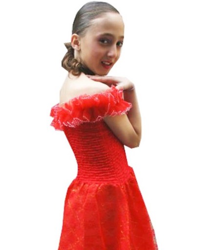 Prinsessen jurk - Rood - Maat 116/122 (8) - Verkleed jurk
