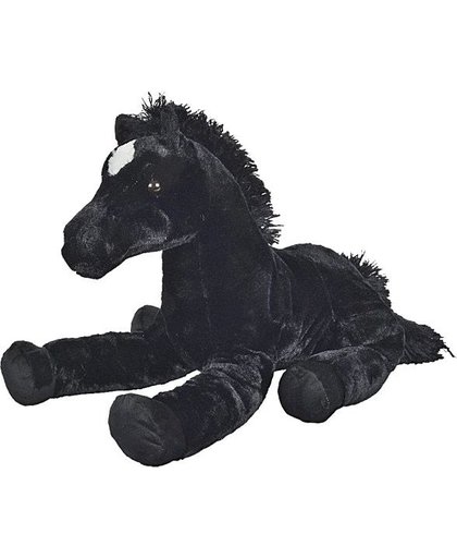 Nicotoy pluchen knuffel liggen paard 62 cm zwart