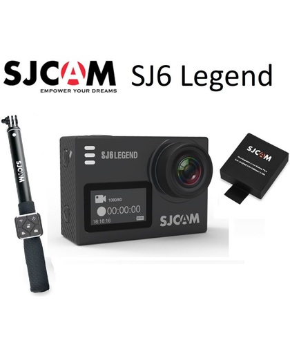 SJCAM SJ6 Legend Zwart 4k Action Camera inclusief SJCAM Selfie Stick, Remote Control en extra accu
