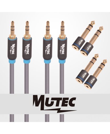 MutecPower High Quality Stereo Audio Kit met 2x " 1 meter " 3.5mm mannelijk naar mannelijk kabels + 4 Stereo Adapters mannelijk naar vrouwelijk