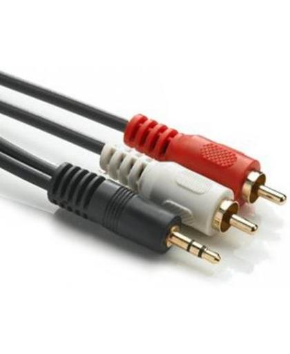 Jack 3.5mm Stereo Male - 2x Tulp RCA Male, 5.0 meter
