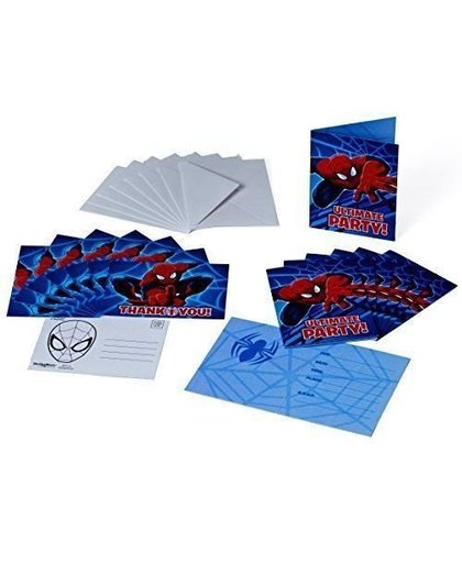 Nintendo uitnodigingen met envelop Spider Man 14 cm 8 stuks