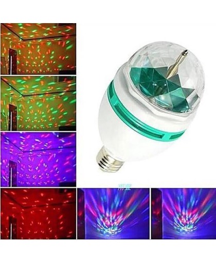 Roterende LED RGB Discolamp - E27 Discolicht Discobol - Party Light Discobal - E27 -3 Watt