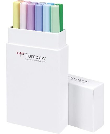 Tombow ABT dual-brush tekenpennen (set van 12) - pastel kleuren.