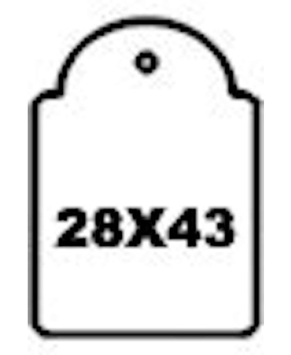 Witte labels met koordje 28 x 43 mm, nummer 391, 100 stuks