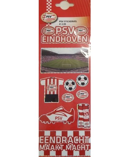PSV Stickervel PSV 11 delig 20 cm rood