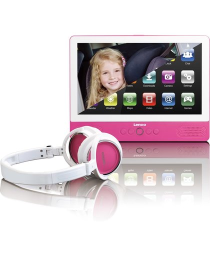 Lenco TDV-901 - 9'' Tablet / Portable DVD speler - Roze