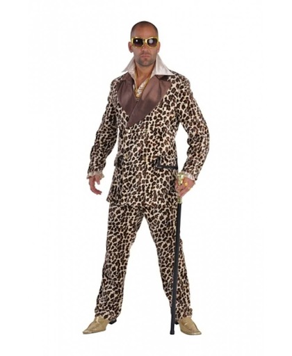Luxe pimp kostuum met luipaardprint 52-54 (m)