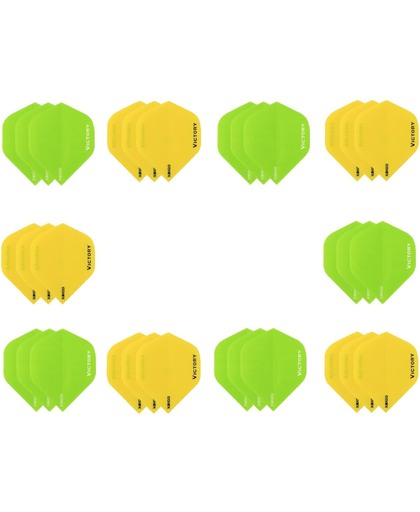 Dragon darts - 10 sets (30 stuks) - XS100 Poly flights - duo kleur pakket - Geel en Groen  – dart flights - darts flights