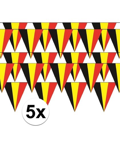 5x Belgie vlaggenlijn / slingers - 5 meter  - Belgische Rode Duivel supporter versiering