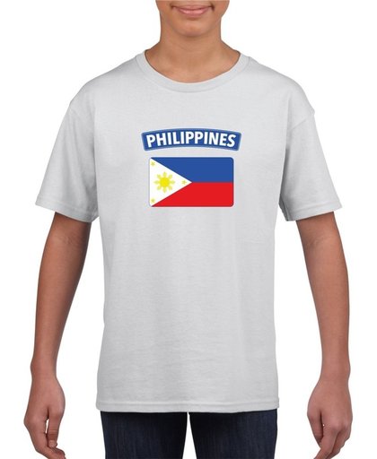 Filipijnen t-shirt met Filipijnse vlag wit kinderen XS (110-116)
