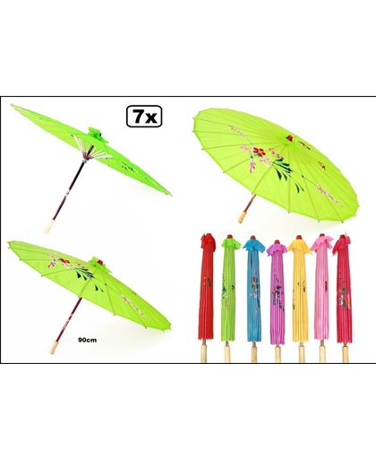 7x Chinese paraplu bonte opdruk luxe 90 cm