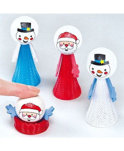 Pop-up figuurtjes kerstman en sneeuwpop - speelgoed/feestartikelen voor kinderen ideaal om cadeau te geven voor Kerstmis (4 stuks)