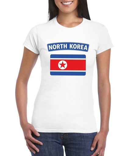 Noord Korea t-shirt met Noord Koreaanse vlag wit dames M