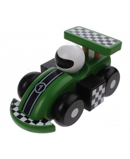 Jouéco houten raceauto klassiek 16 cm groen