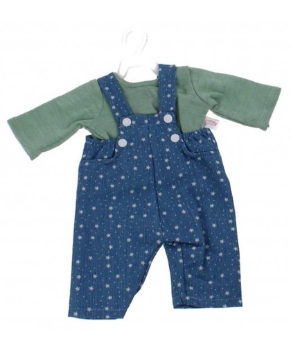 Mini Mommy tuinbroek met shirt 38 41 cm blauw/groen 2 delig