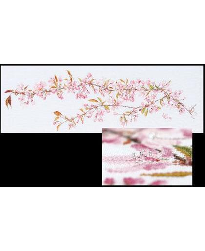 Thea Gouverneur Borduurpakket 481A Japanse Sakura bloesem - Aida stof 100% katoen