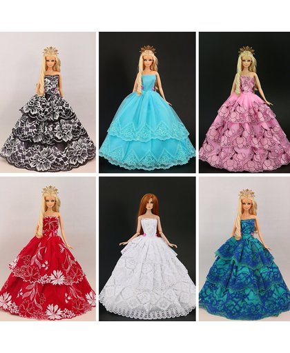 B-Merk Barbie trouwjurken pakket, met schoenen, met kledinghangers, 5 kledingsets