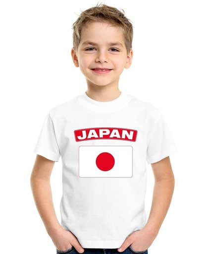 Japan t-shirt met Japanse vlag wit kinderen S (122-128)