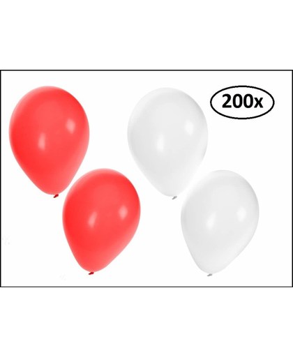 200x Ballonnen rood en wit
