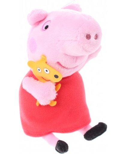 Peppa Pig knuffel varkentje pluche roze/rood 17 cm
